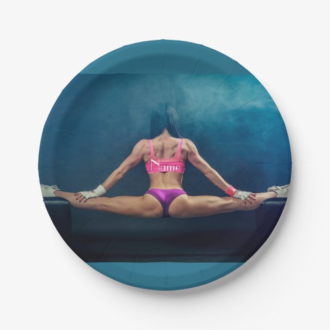 Female Fitness Model Split Thunder_Cove  Paper Plate (Front)