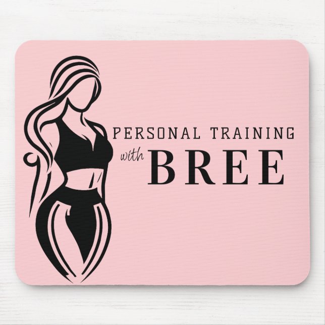 Female Fitness Personal Training Minimalist Pink Mouse Pad (Front)