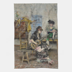 Female Flamenco Guitar Player (Spanish Guitarist) Kitchen Towel