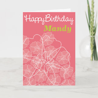 Female floral pink birthday greetings card