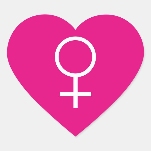 Female Gender Venus Symbol Heart Shape Sticker (Front)
