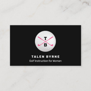 Female Gold Instructor Pro Crossed Gold Clubs Business Card