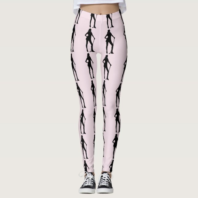 Female Golf Pink Sport Leggings (Front)
