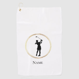 Female Golfer Silhouette Personalized Golf Towel