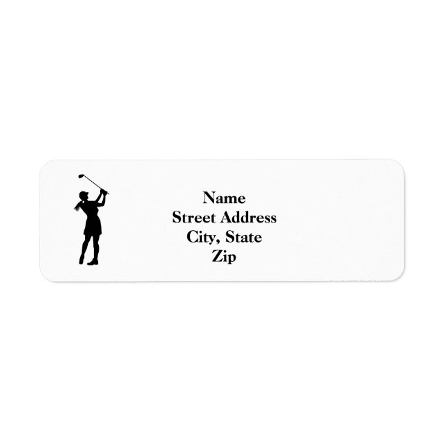 Female Golfer Silhouette Return Address Label (Front)