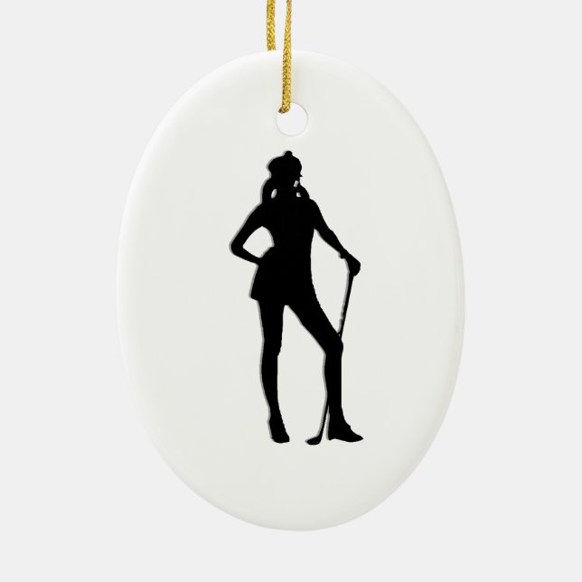 Female Golfer Sport Ceramic Ornament (Back)