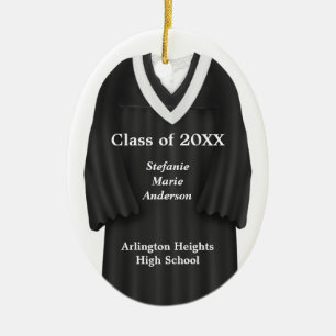 Female Grad Gown Black and White Ornament