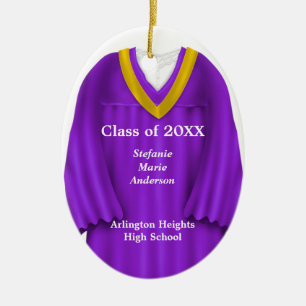 Female Grad Gown Purple and Gold Ornament