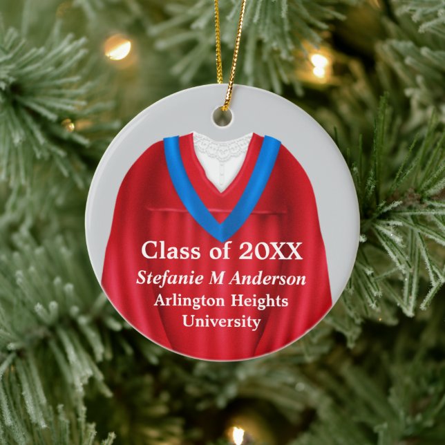 Female Grad Gown Red and Blue Ornament (Tree)