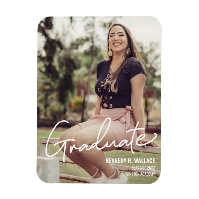 Female Graduate Photo Template School Magnet (Vertical)
