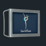 Female Gymnast Belt Buckle<br><div class="desc">Female gymnast design with customisable text.</div>