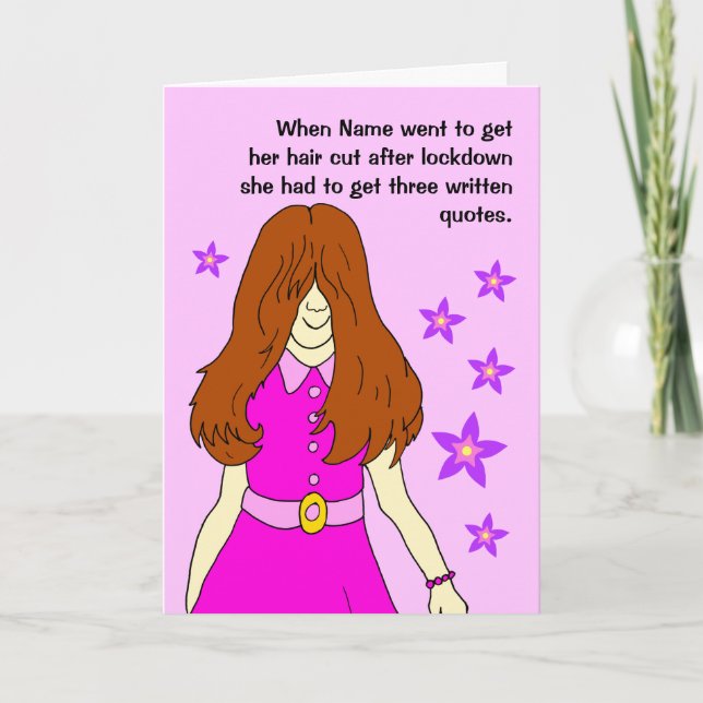 Female Hair Cut Funny Lockdown Card (Front)