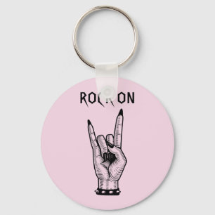 Female Hand Rocker horns Sign art illustration Keychain