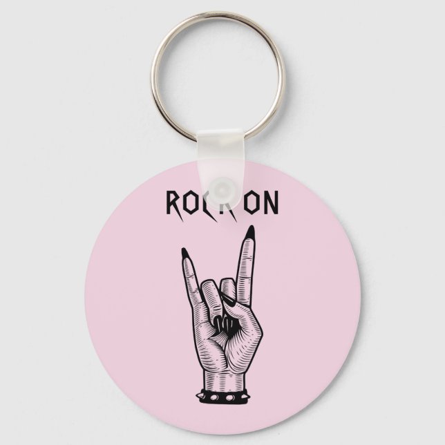 Female Hand Rocker horns Sign art illustration Keychain (Front)