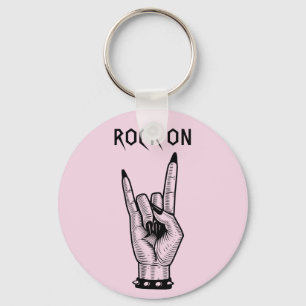 Female Hand Rocker Horns Sign art illustration  Keychain