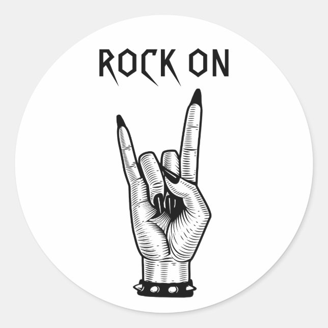 Female Hand Rocker Sign art illustration  Classic Round Sticker (Front)