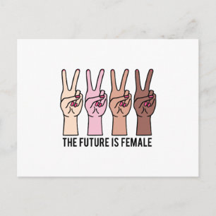 Female hands with peace sign postcard