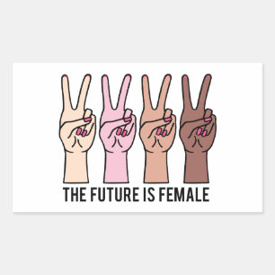 Female hands with peace sign sticker