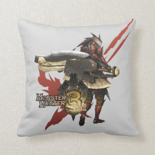 Female Hunter with Switch Axe, Rathalos Armour 2 Throw Pillow