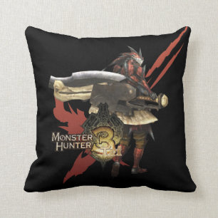 Female Hunter with Switch Axe, Rathalos Armour Throw Pillow