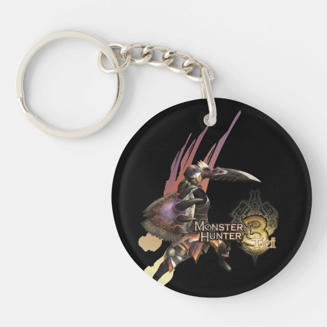 Female Hunter with Sword and Shield, Jaggi Armour Keychain (Front)