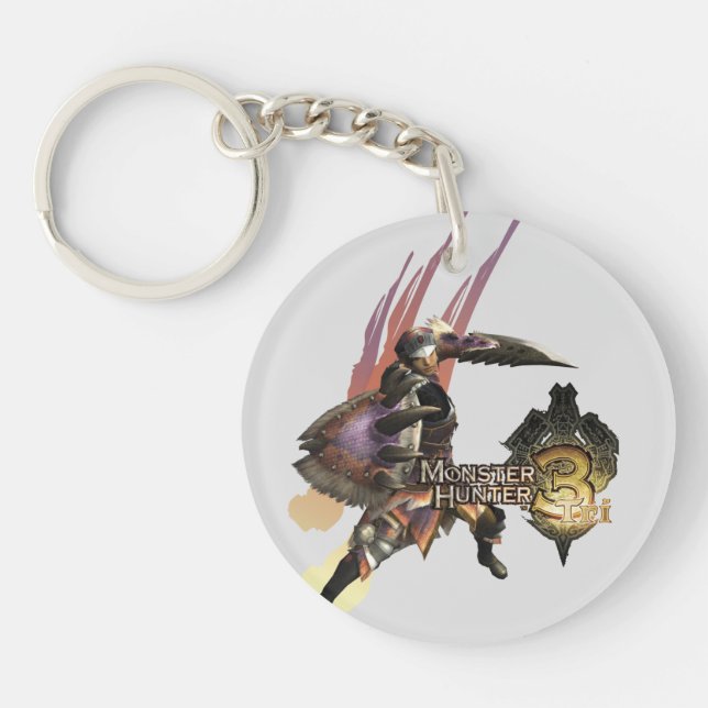 Female Hunter with Sword and Shield, Jaggi Armour Keychain (Front)