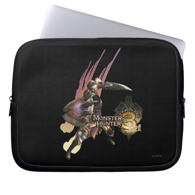Female Hunter with Sword and Shield, Jaggi Armour Laptop Sleeve (Front)
