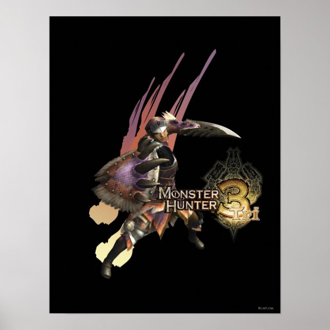 Female Hunter with Sword and Shield, Jaggi Armour Poster (Front)