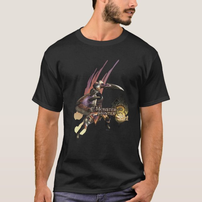 Female Hunter with Sword and Shield, Jaggi Armour T-Shirt (Front)