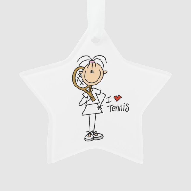 Female I Love Tennis Acrylic Ornament (Front)