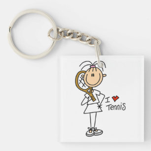 Female I Love Tennis Keychain