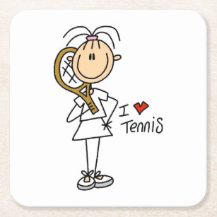 Female I Love Tennis Paper Coasters