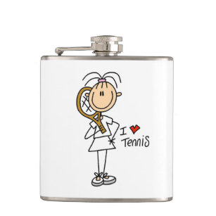 Female I Love Tennis Vinyl Wrapped Flask