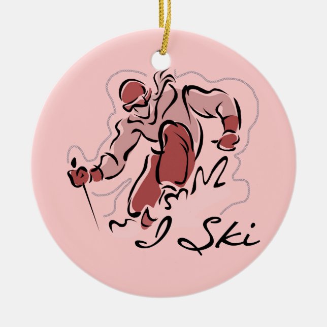 Female I Ski T shirts and Gifts Ceramic Ornament (Front)