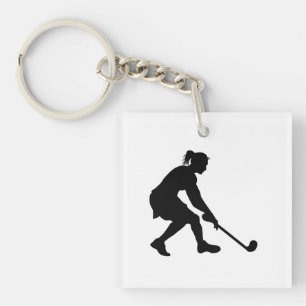 Female in Field Hockey Keychain