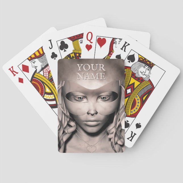 Female in masquerade mask playing cards (Back)