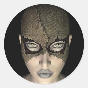 female in stitched mask sticker