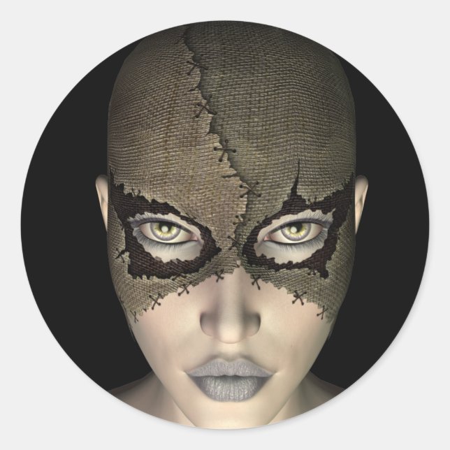 female in stitched mask sticker (Front)