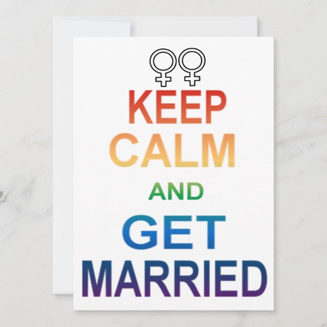 Female - Keep calm and Get Married Invitations (Front)