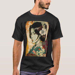 Female Kimono Retro Geisha Vintage Japanese Samura T-Shirt