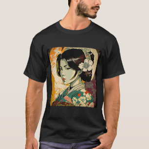 Female Kimono Retro Geisha Vintage Japanese Samura T-Shirt