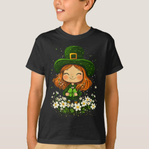 Female Leprechaun Shamrock Girls St Patricks Day L T-Shirt