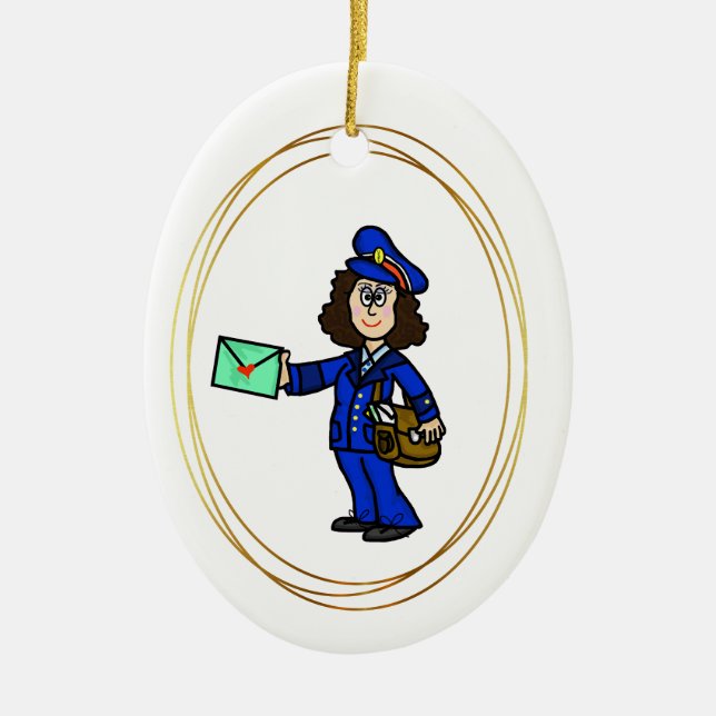 Female Letter Carrier Christmas Ornament (Front)