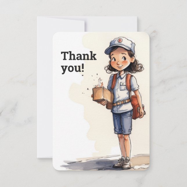 Female Letter Carrier  Thank You Card (Front)