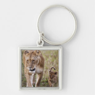 Female Lion with Cub Keychain