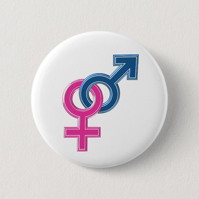 Female male coupled symbols 2 inch round button (Front)
