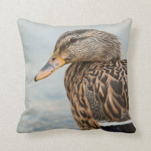 Female Mallard Duck Portrait Throw Pillow