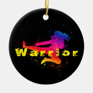 Female Martial Arts, High Kick, Paint Splash Ceramic Ornament
