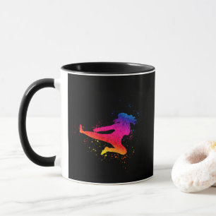 Female Martial Arts, High Kick, Paint Splash Mug