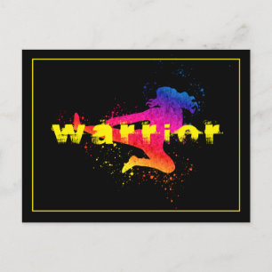 Female Martial Arts, High Kick, Paint Splash Postcard